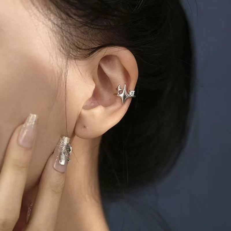 Four Pointed Star Clip Earrings No Piercing Luxury - Smarsty