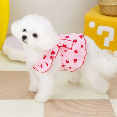 Strawberry Pattern Dog Summer Dress for Stylish Pets - Smarsty