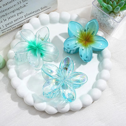 3 Piece Summer Floral Hair Claw Clips For Beach Lightweight - Smarsty