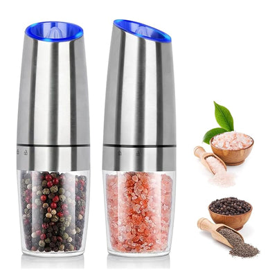 1pc/2pcs, Gravity Electric Salt And Pepper Grinder - Salt & Pepper Mill Sets With LED Light, One Hand Automatic Operation, Adjus - Smarsty