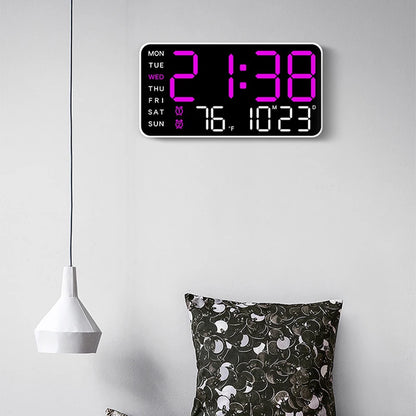Large Digital Wall Clock with Temperature and Date Display - Smarsty