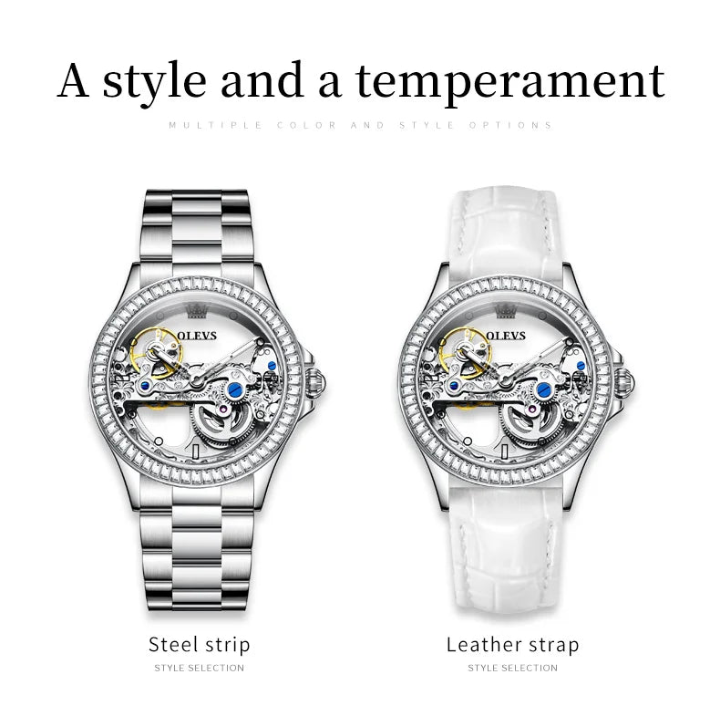 OLEVS Luxury Women's Automatic Mechanical Watch with Diamonds - Smarsty
