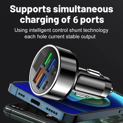 Ultra High Efficiency Car Charger With PD QC30 Six Ports - Smarsty
