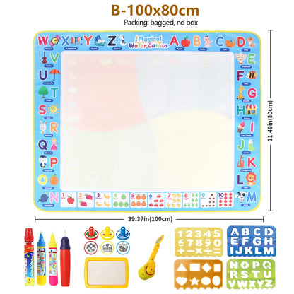 100x80CM Magic Water Drawing Mat with Reusable Magic Pens Doodle Montessori Painting Board Educational Toys Kids Gifts 39X31in by Smarsty