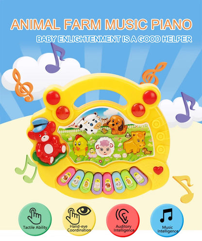 Kids Cartoon Piano Keyboard Game with Animal Sounds Flashing Light Music Baby Instrument Music Toys Educational Toys Kids Gifts by Smarsty