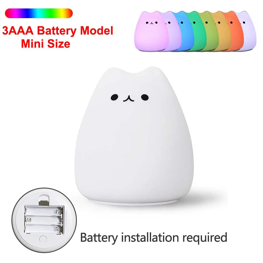 Cute Cat Night Light with Touch Sensor for Kids - Smarsty