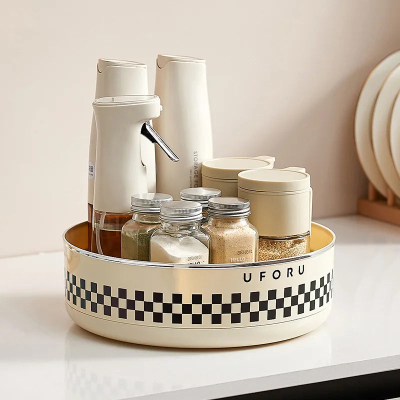 Multifunctional Adjustable Kitchen Rack, Large Capacity Condiment Box Storage , Plastic Material Tabletop Fruit Platter