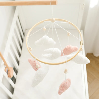 Wooden Crib Mobile Baby Bed Bell Rattle Toy Soft Felt Cartoon Bear Mobile Hanging Newborn Music Box Bed Bell Hanging Bracket Toy by Smarsty