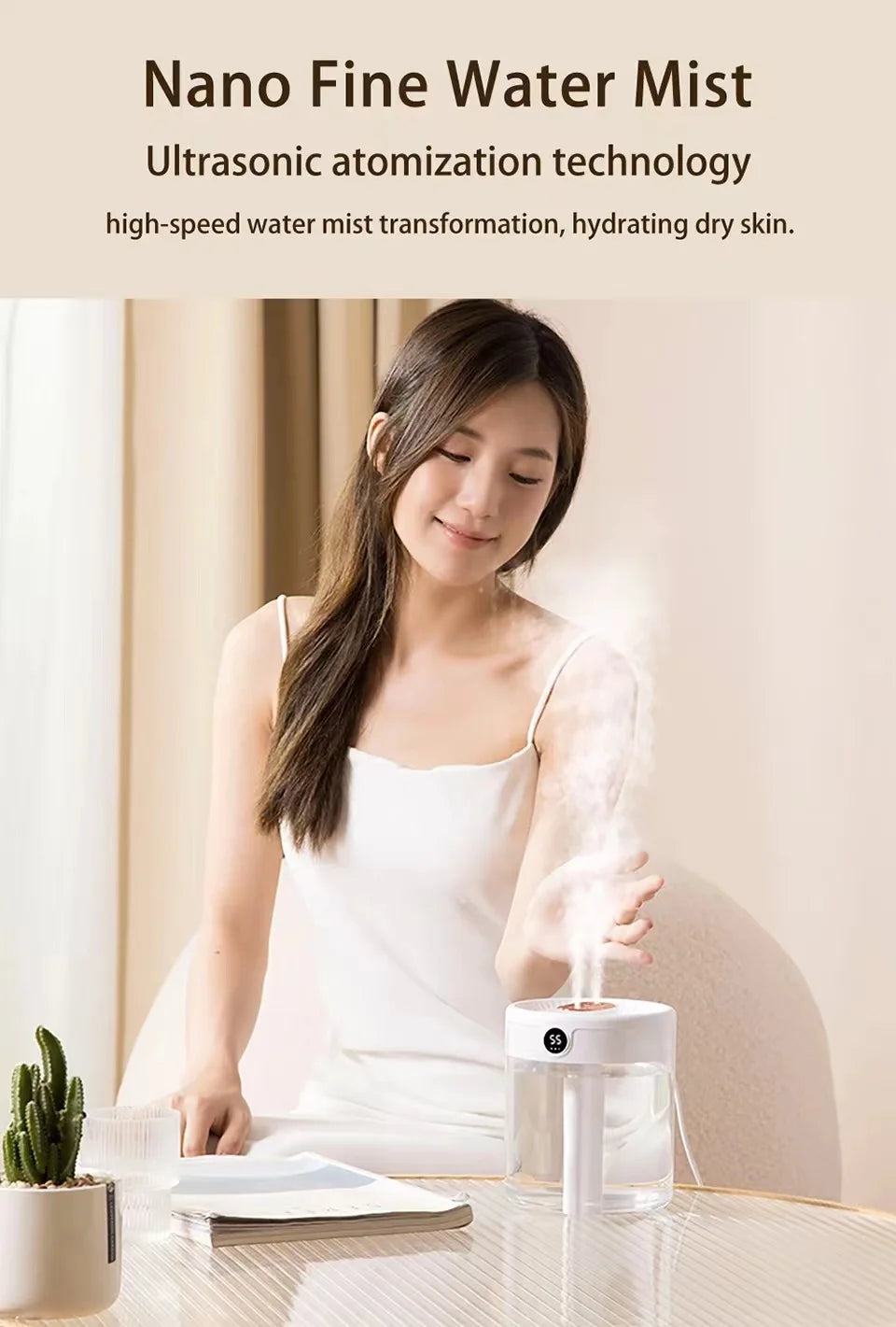 2L Portable Humidifier for Quiet Bedroom Use - Smarsty