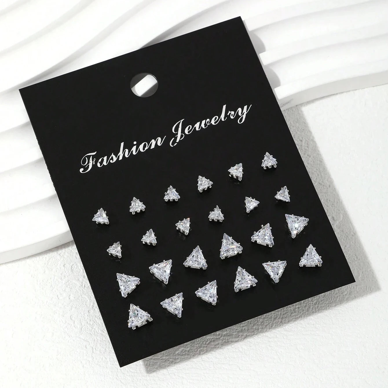 12 Pairs Zirconia Stud Earrings Gift Set Luxurious Shiny - Smarsty