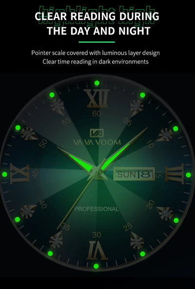 Luxury Men’s Water Resistant Quartz Watch with Night Glow - Smarsty