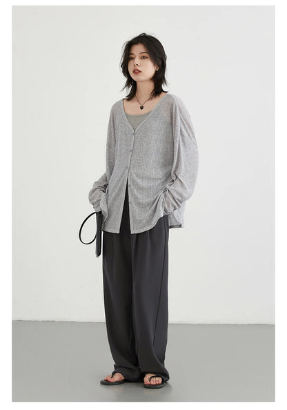 CHIC VEN Women's Cardigan New V-neck Long Sleeved Female Shirt Female Jumpers Sun Protection Woman Top Spring Summer 2024