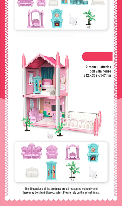 Girl Doll House Toy Children Pretend Play Dollhouse Villa Patchwork Dream Furniture Home Doll House for Kids Christmas Toy Gifts by Smarsty