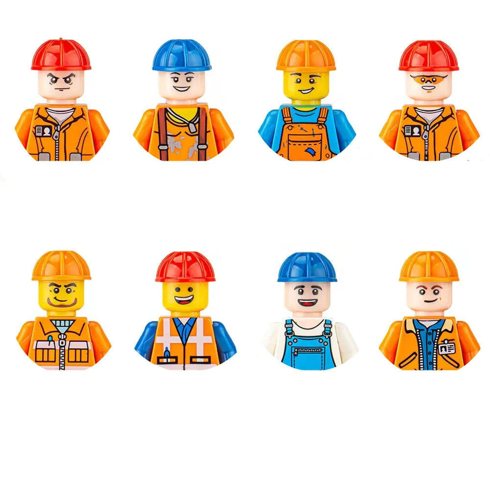 building blocks action doll mini city figures toys girls soldiers policeman robot worker fireman farmer cook movie characters