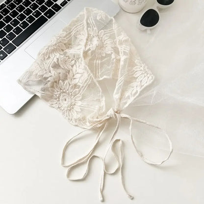 Lace Triangle Scarf Breathable Summer Crochet Headband - Smarsty