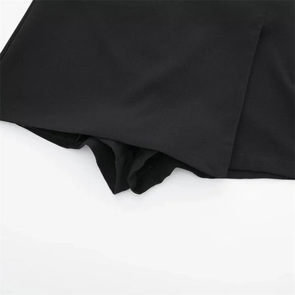 MUJER 2025 Asymmetric Skort For Women Black High Waist Mini Skirt Shorts Women Casual Bermuda Shorts Woman Summer Skirt Shorts - Smarsty