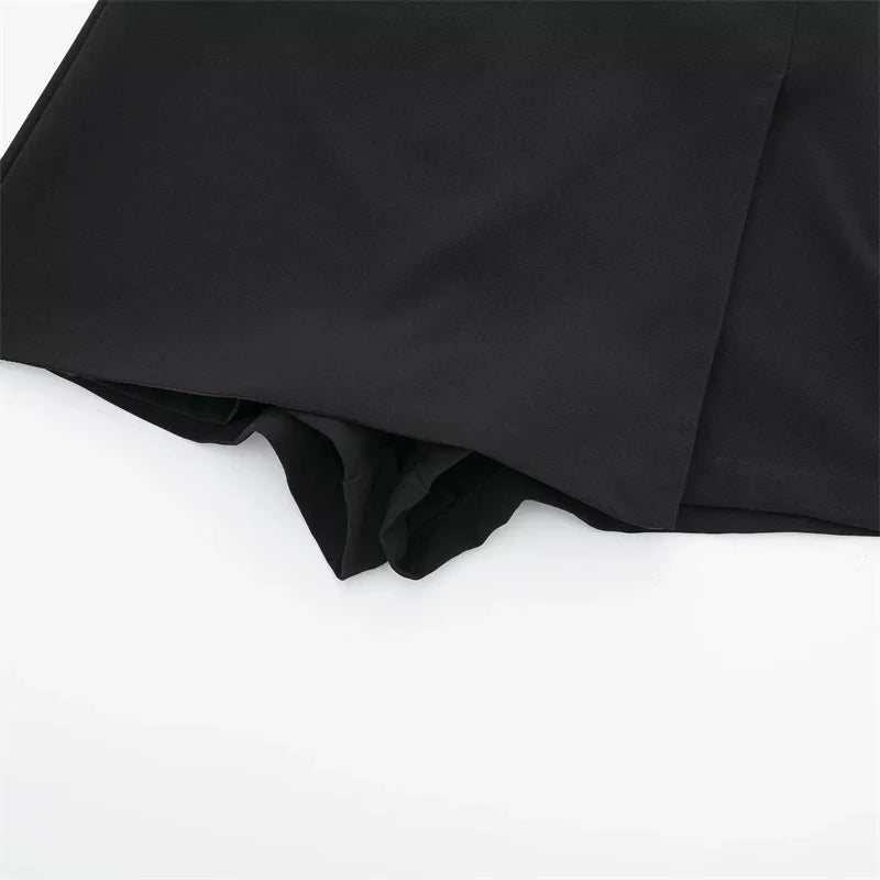 MUJER 2025 Asymmetric Skort For Women Black High Waist Mini Skirt Shorts Women Casual Bermuda Shorts Woman Summer Skirt Shorts - Smarsty