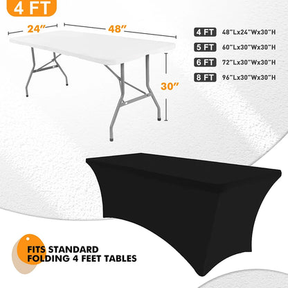 6FT Black Spandex Table Cloth Wrinkle Resistant Cover - Smarsty