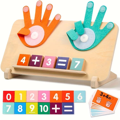 Wooden arithmetic learning board for children over 3 years old - educational toy with number blocks and math operation cards, in - Smarsty