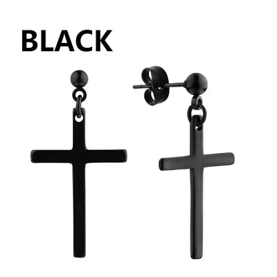 Stainless Steel Cross Dangle Earrings for Men and Women - Smarsty