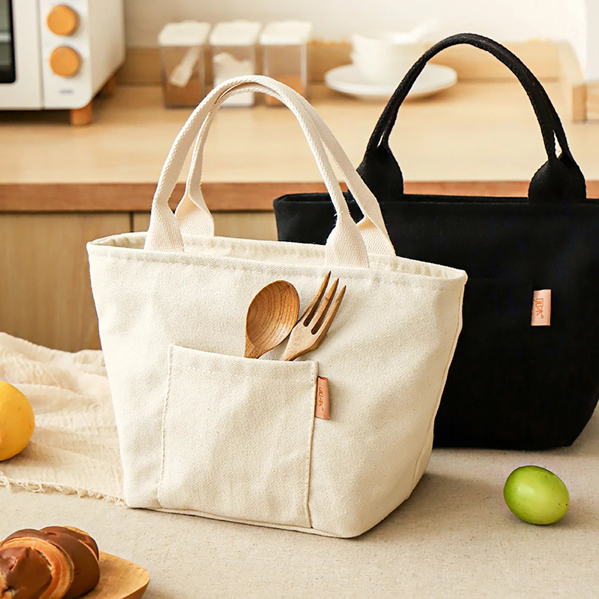 Canvas Insulated Lunch Bag With Zipper Travel Easy Clean - Smarsty