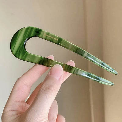 Elegant U-Shaped Hairpin with Mineral Pattern for Women - Smarsty