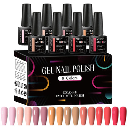 Fluorescent Gel Nail Polish Set With Glitter Finish - Smarsty