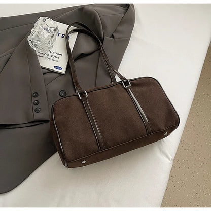 Casual Large Capacity Suede Shoulder Bag For Women Retro - Smarsty