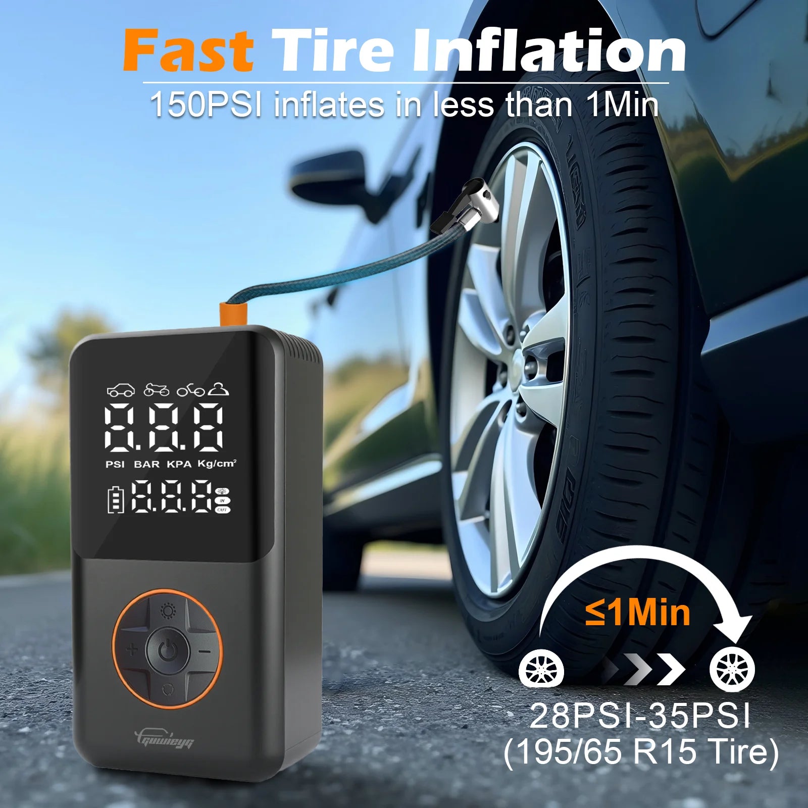 Portable Wireless Car Tire Inflator Digital Pressure Gauge - Smarsty