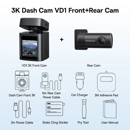 Front And Rear Dash Cam With GPS Galileo 24H Parking - Smarsty