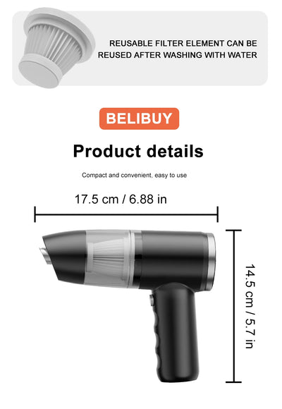 BELIBUY Car Vacuum Cleaner Portable Vacuum Cleaner home appliance High Power Mini Wireless Cleaner Carpet Vacuum Cleaner