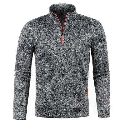 Autumn Men's Half Zipper Sweatshirts Long Sleeve Solid Color Pullover Turtleneck Streetwear Winter Warm Jacket Sport Coats - Smarsty