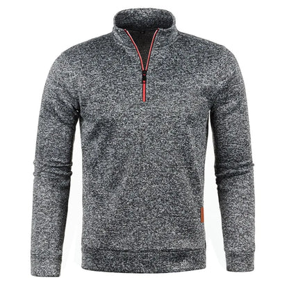 Autumn Men's Half Zipper Sweatshirts Long Sleeve Solid Color Pullover Turtleneck Streetwear Winter Warm Jacket Sport Coats - Smarsty