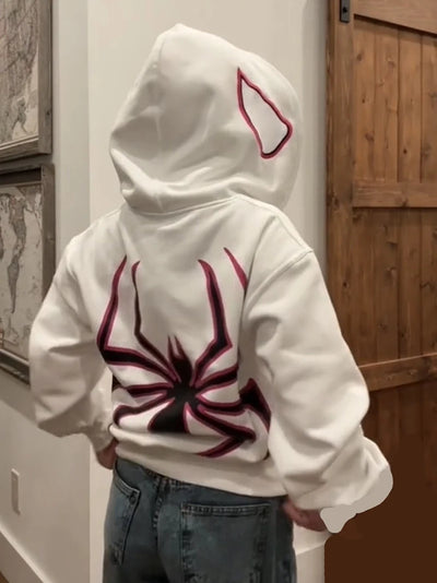 Y2k Spider Hoodies Women Men Hip Hop Zip Up Long Sleeve Jacket Graphic Punk Coats Harajuku Casual Loose Hooded Shirt Sweatshirt - Smarsty