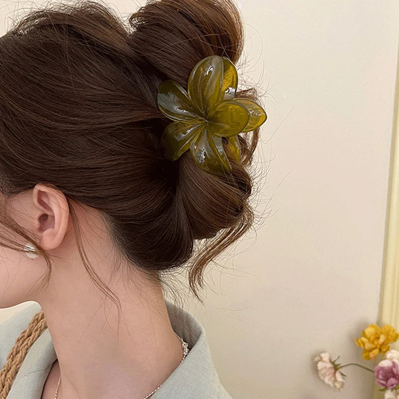 Womens Egg Flower Hair Claw Clips Large Secure Lightweight - Smarsty