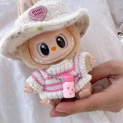6.69inch labubu Doll Clothes for buLabu with 3 Outfits - Hat & Sweaters & Pendant(No doll)
