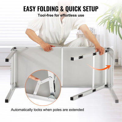 SucceBuy Folding Portable Bar Table Tradeshow Podium Table for Party Picnic Exhibition Include Carrying Case Storage Shelf Skirt - Smarsty