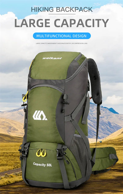 50L Travel Backpack Camping Men Large Hiking Bag Tourist Rucksack Waterproof Outdoor Sports Climbing Mountaineering Bag Luggage by Smarsty