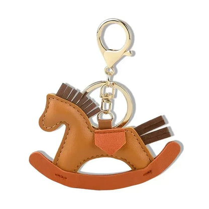Women's Bag Charm Decoration Cartoon Rocking Wooden Horse Women's Leather Charm Bag Charm Key Chain Cute Bag Accessories Gifts