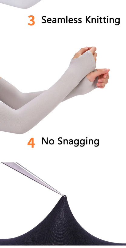 Anti UV Arm Covers Fingerless Gloves Cooling Elastic Sleeves - Smarsty