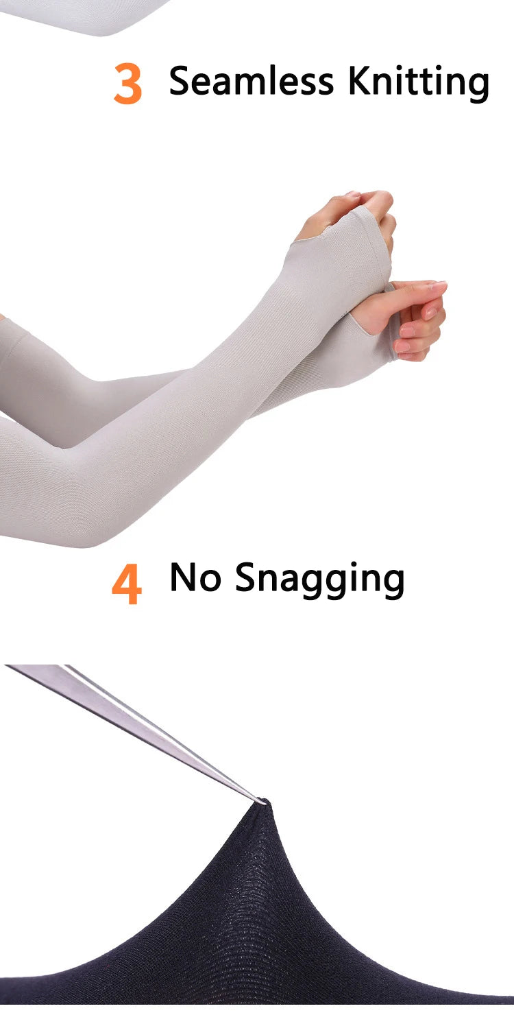 Anti UV Arm Covers Fingerless Gloves Cooling Elastic Sleeves - Smarsty