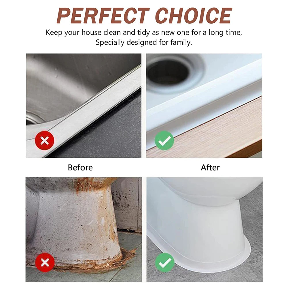 3.2M Bath Caulk Tape Self Adhesive PVC Oil-Proof Kitchen Sink Edge Corner Wall Sticker Waterproof Toilet Sealing Strip Tape - Smarsty