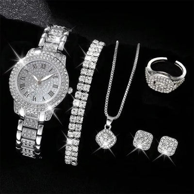 Luxury Silver Women's Quartz Watch Set for Her - Smarsty