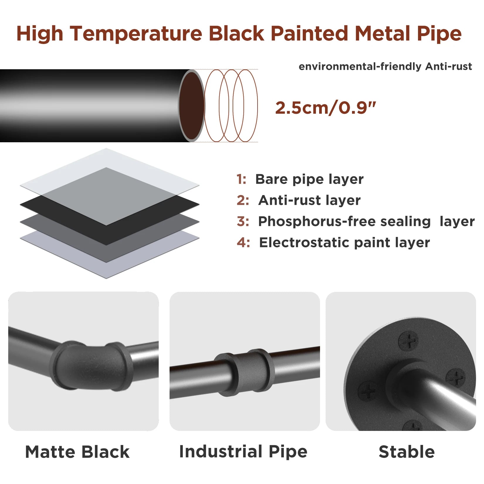 Wall Hanging Clothes Rail Set of 2 Industrial Pipe Metal Coat Hanging Rack Wall Mounted