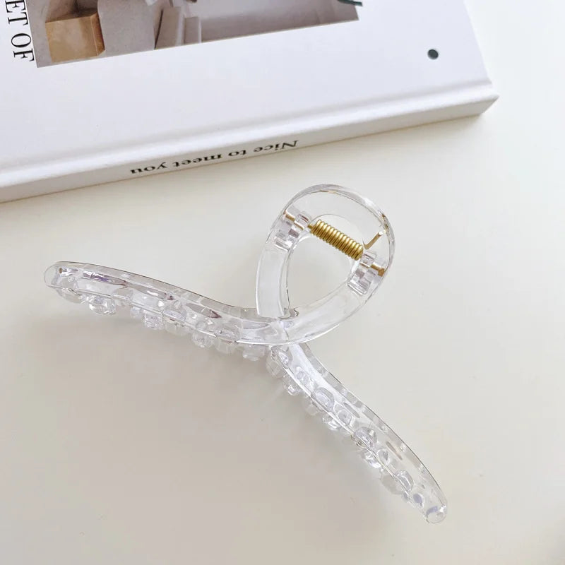 Korean Coffee Beige Acrylic Geometric Hair Claw Clip Large - Smarsty