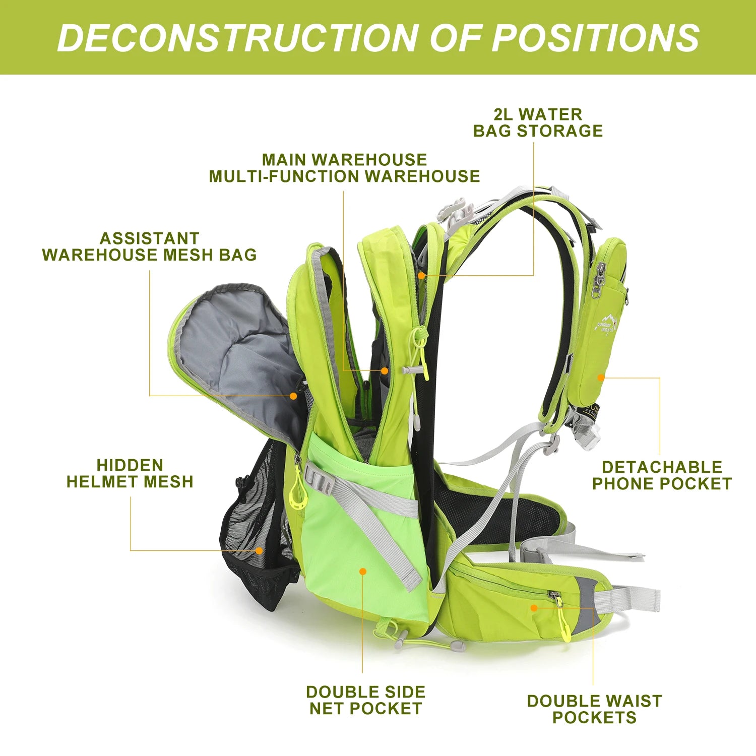 Mountaineering backpack 20 liters men's and women's outdoor sports bag waterproof camping hiking rain