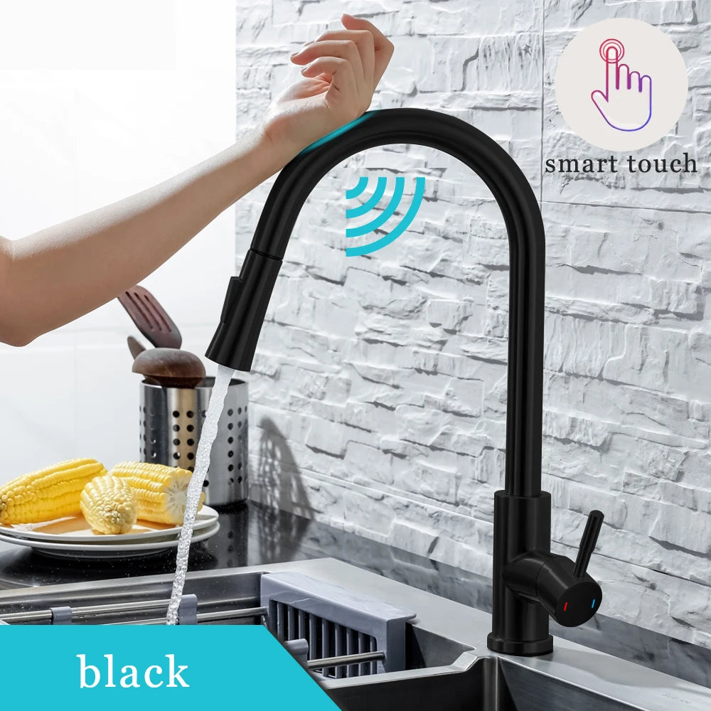 DQOK Smart Touch Control Kitchen Faucet with Pull Out Spray - Smarsty
