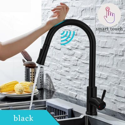 DQOK Smart Touch Control Kitchen Faucet with Pull Out Spray - Smarsty