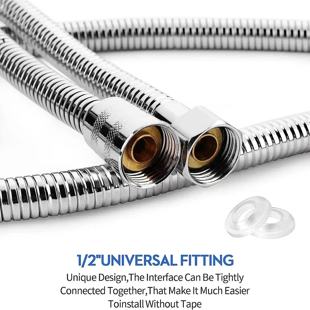 Stainless Steel Shower Hose Extension Tube 2M Durable Water Supply - Smarsty