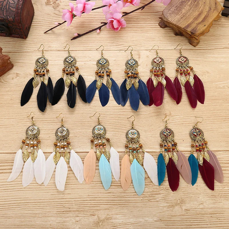 Trendy Bohemian Vintage Tassel Drop Earrings for Women - Smarsty